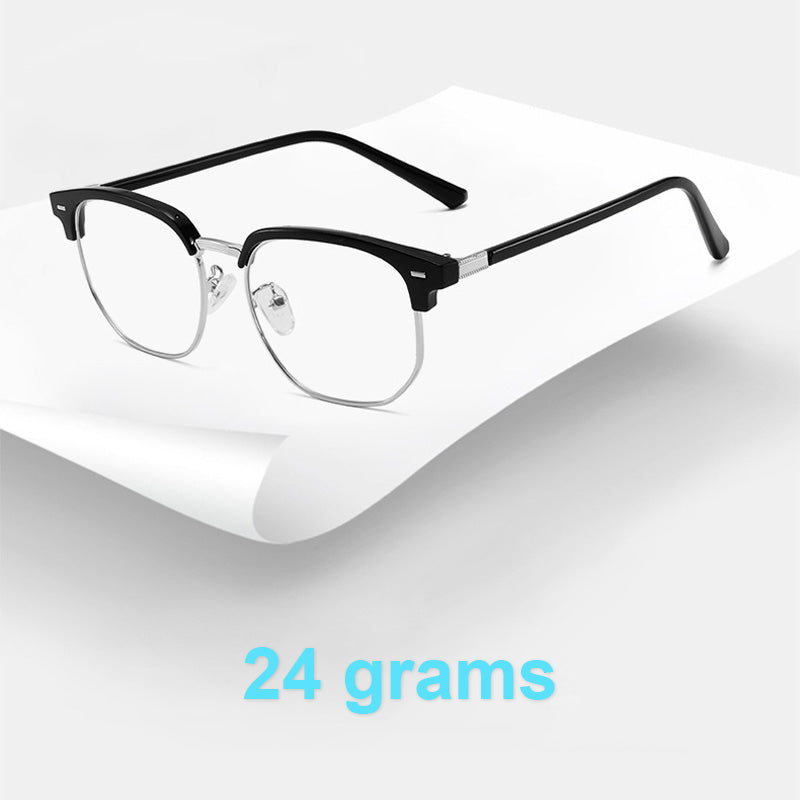 Blue light blocking half-rim computer glasses. Anti-glare eye protection for digital screens.