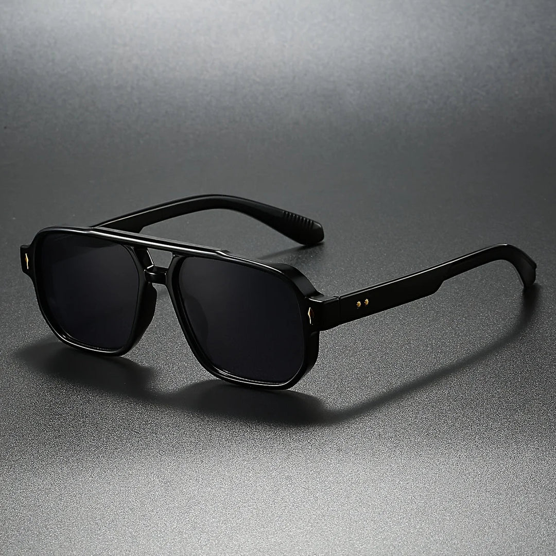 Stylish unisex rectangular sunglasses with UV400 protection, side view, eyewear fashion