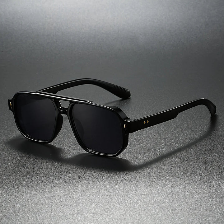 Stylish unisex rectangular sunglasses with UV400 protection, side view, eyewear fashion