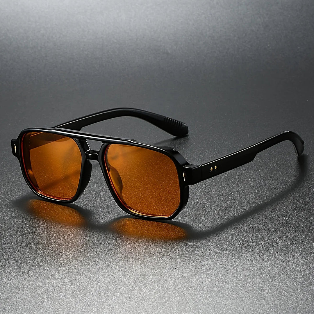 Unisex black rectangular shades, bold design, for sun protection and fashion