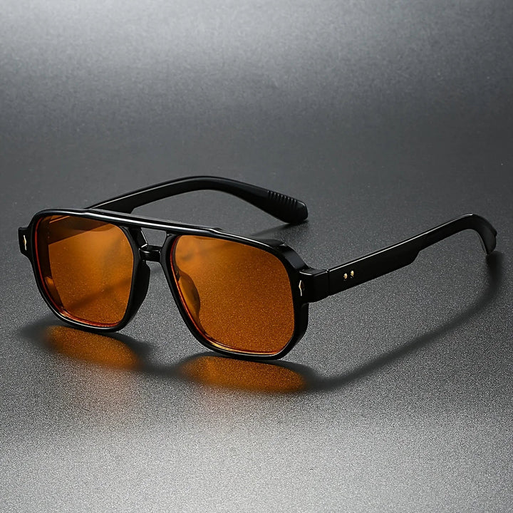 Unisex black rectangular shades, bold design, for sun protection and fashion