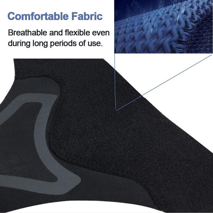 Pair of athletic ankle braces providing breathable support for fitness and rehabilitation.