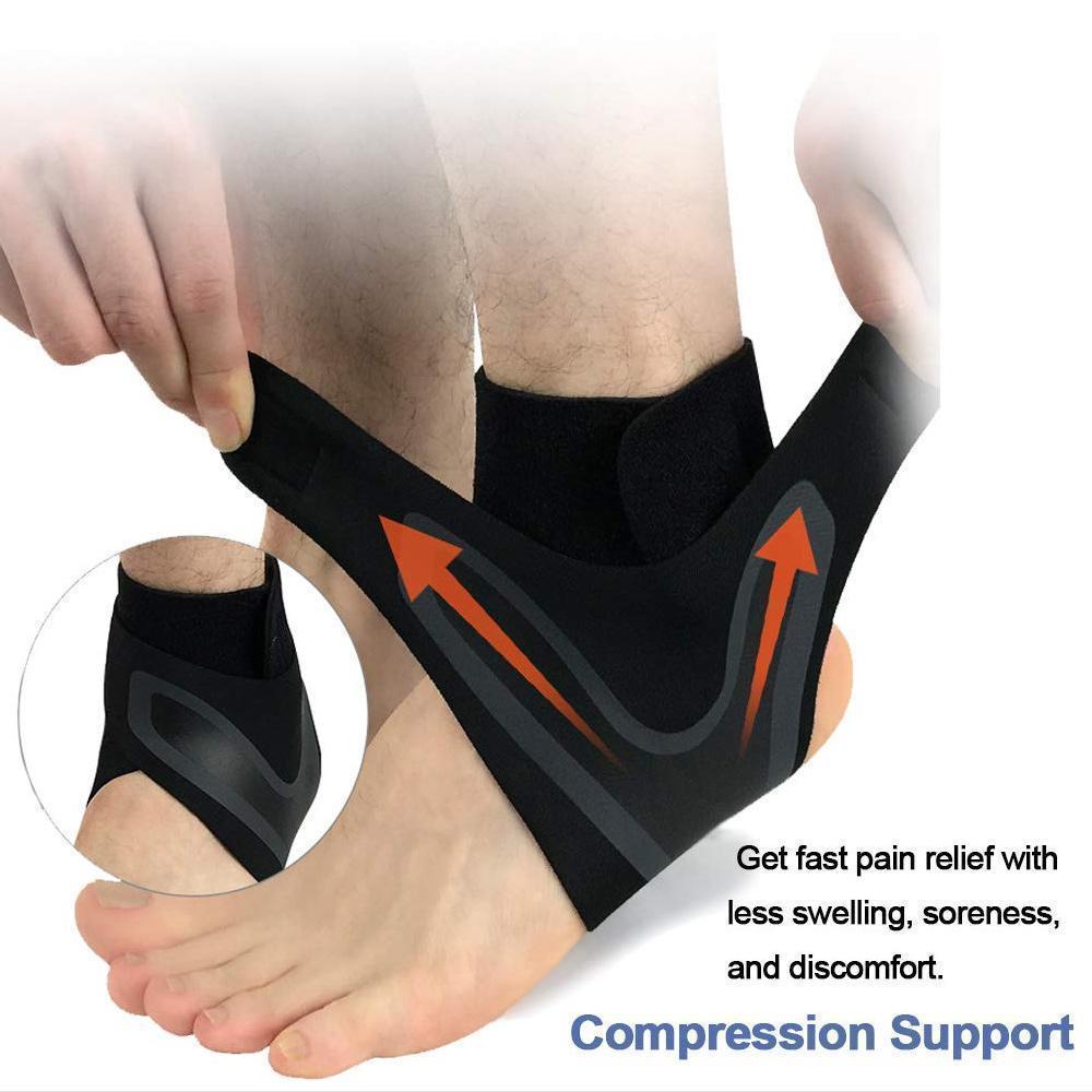 Breathable ankle brace for secure support during athletic activities and foot care.