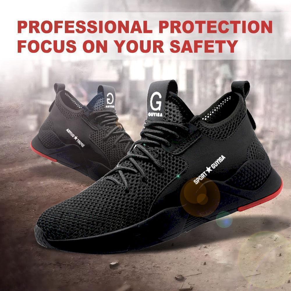 Unisex breathable safety work shoes, grey mesh upper with durable sole, suitable for men & women