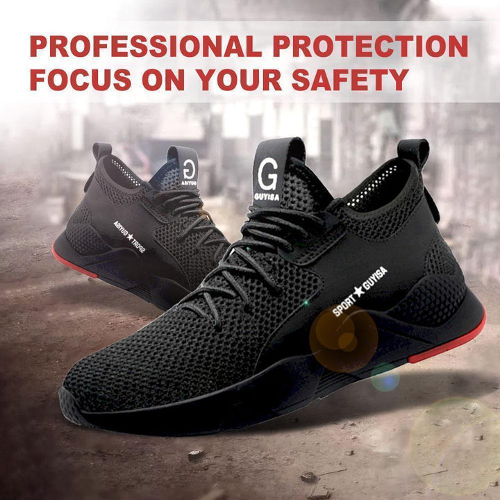 Unisex breathable safety work shoes, grey mesh upper with durable sole, suitable for men & women