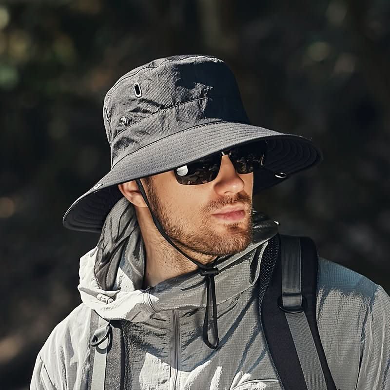 Unisex breathable UV protection sun hat for hiking, fishing & outdoor adventures. Foldable & adjustable for travel.