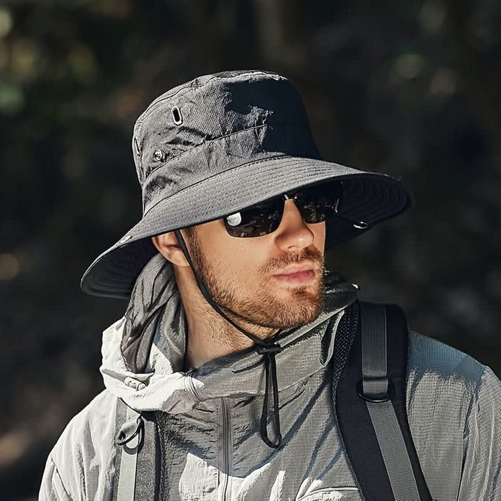 Unisex breathable UV protection sun hat for hiking, fishing & outdoor adventures. Foldable & adjustable for travel.