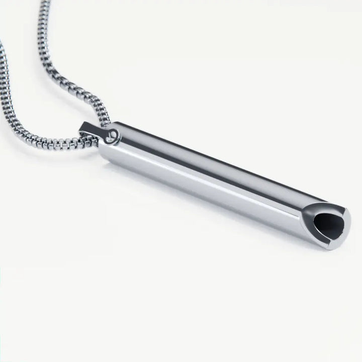 Anxiety relief breathing pendant. Encourages deep breathing for instant calm & focus. Unisex wellness jewelry.