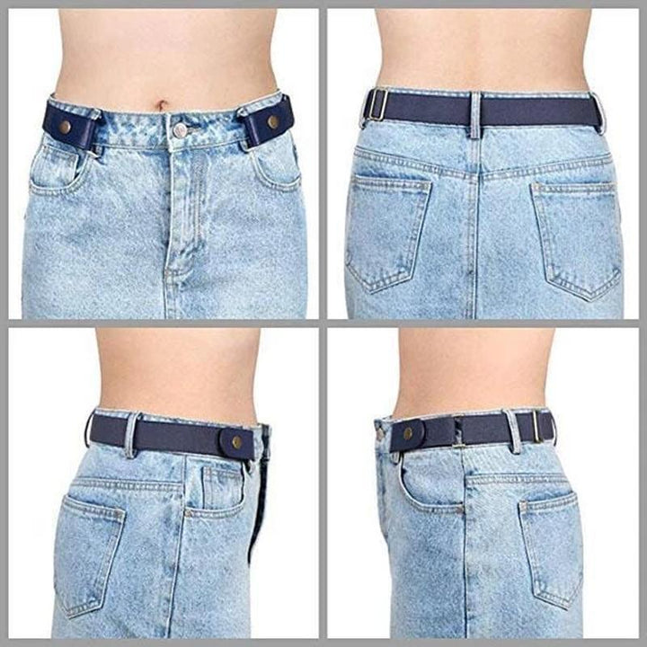Buckle-free elastic belt for pants, unisex, offering a comfortable and smooth fit throughout the day.