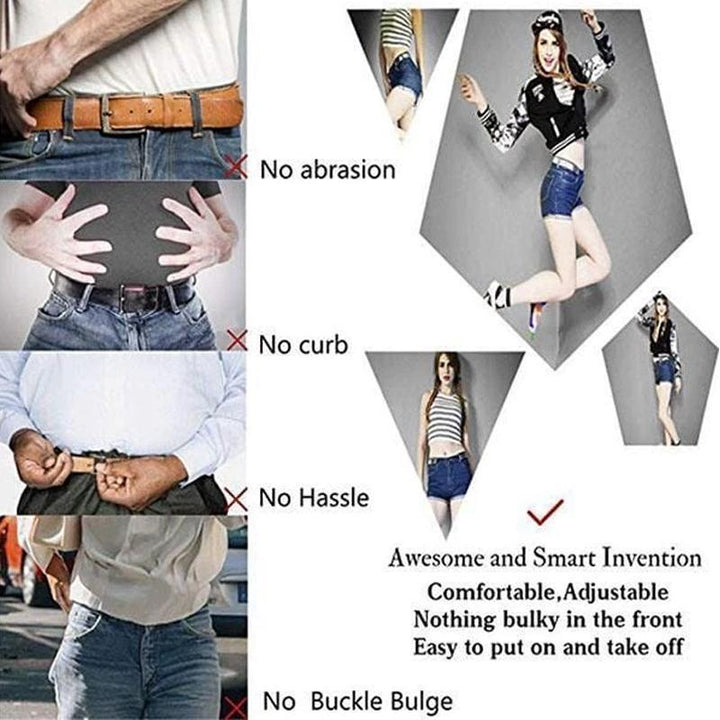 Casual stretch belt without a buckle, perfect for jeans, ensuring an invisible and comfortable hold.