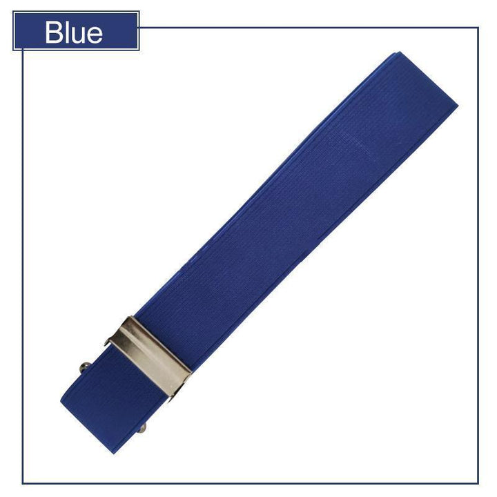 Unisex waist belt, stretchable and invisible, designed to comfortably hold up jeans without a bulky buckle.
