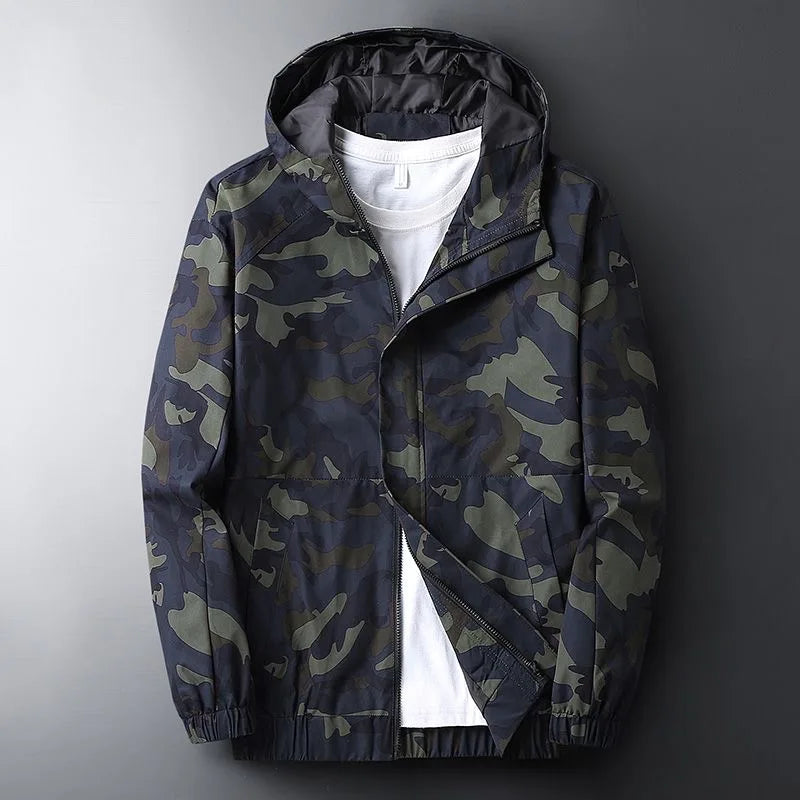 Unisex camouflage windbreaker jacket for men & women, perfect casual outerwear for spring & fall
