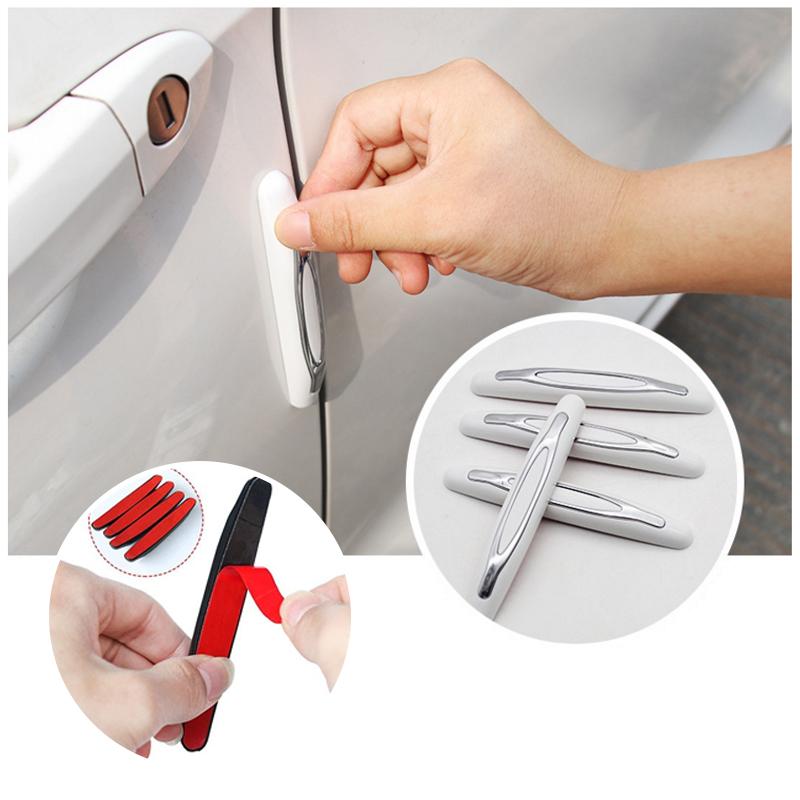 Car door with black protector strip installed, illustrating anti-scratch and vehicle care benefits