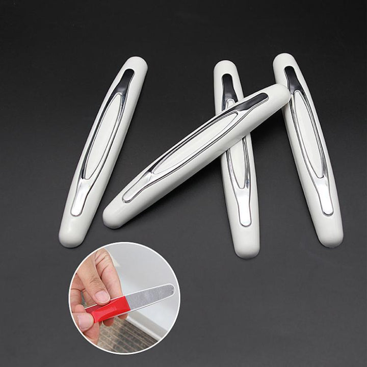 Side profile of a car with black door edge protector strips enhancing car styling and protection