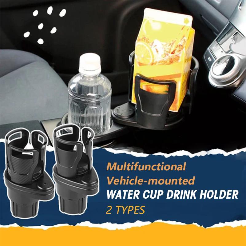 Universal car drink expander & organizer, dual cup holder design, fits securely in vehicle console, black interior accessory