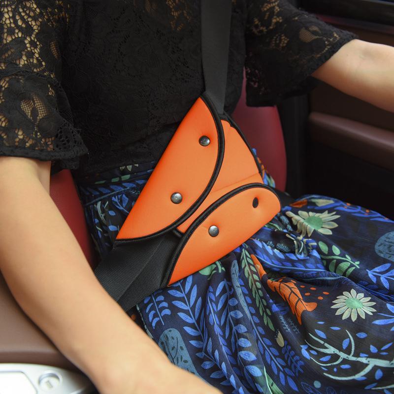 Unisex car seat belt adjuster, black, comfort & safety for kids & adults, cotton car accessory.