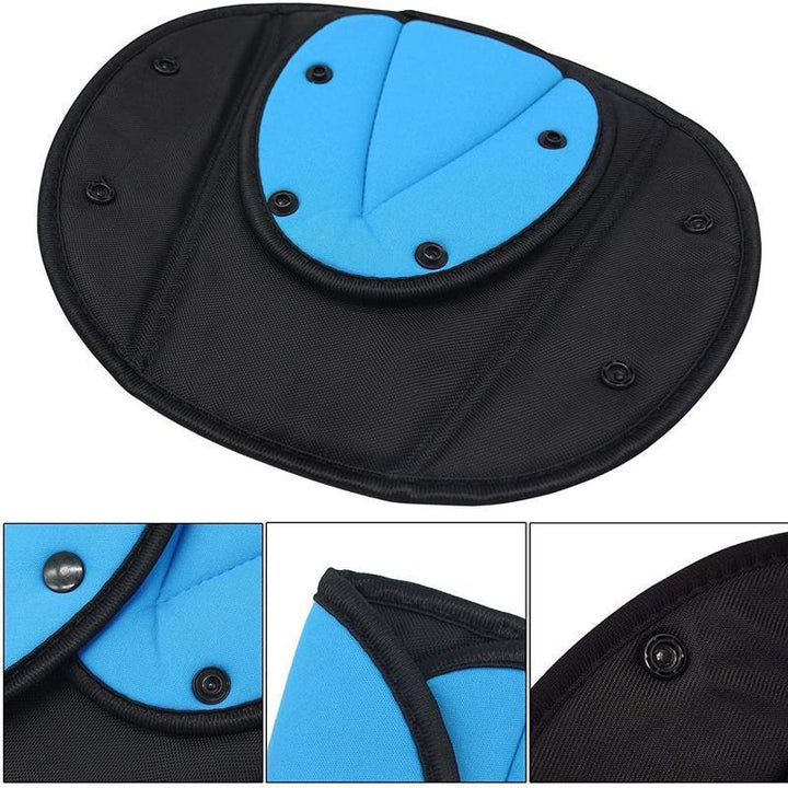 Family traveling safely with car seat belt adjusters installed, promoting auto safety & comfort.