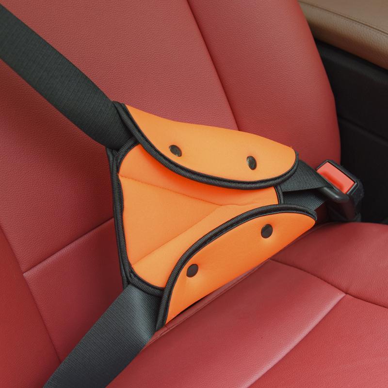 Diagram showing how car seat belt adjuster works for children's safety, car accessory.