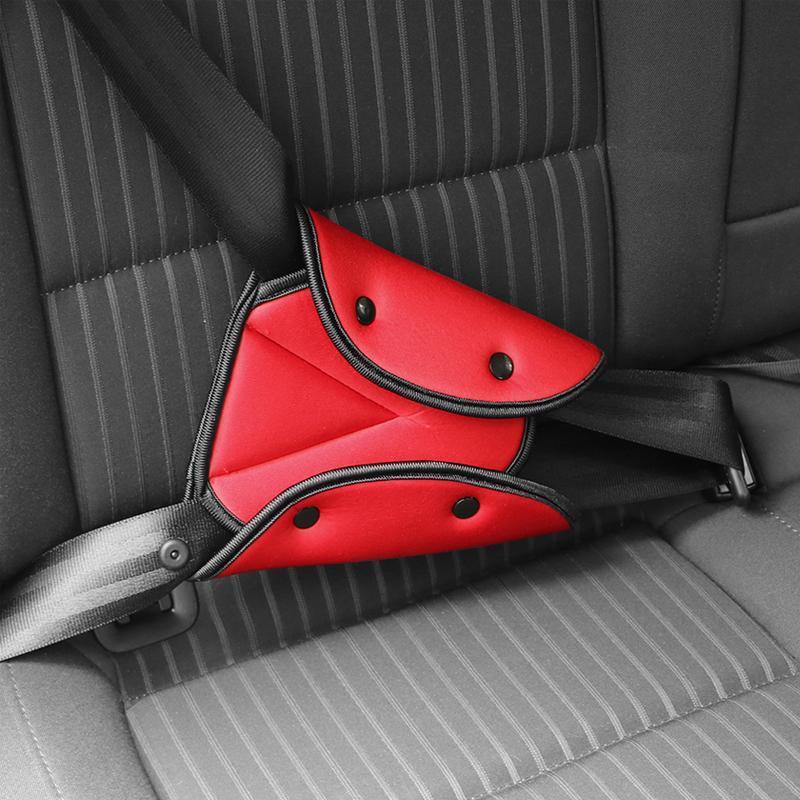 Unisex car seat belt adjuster kit, includes multiple adjusters for family travel, cotton fabric.