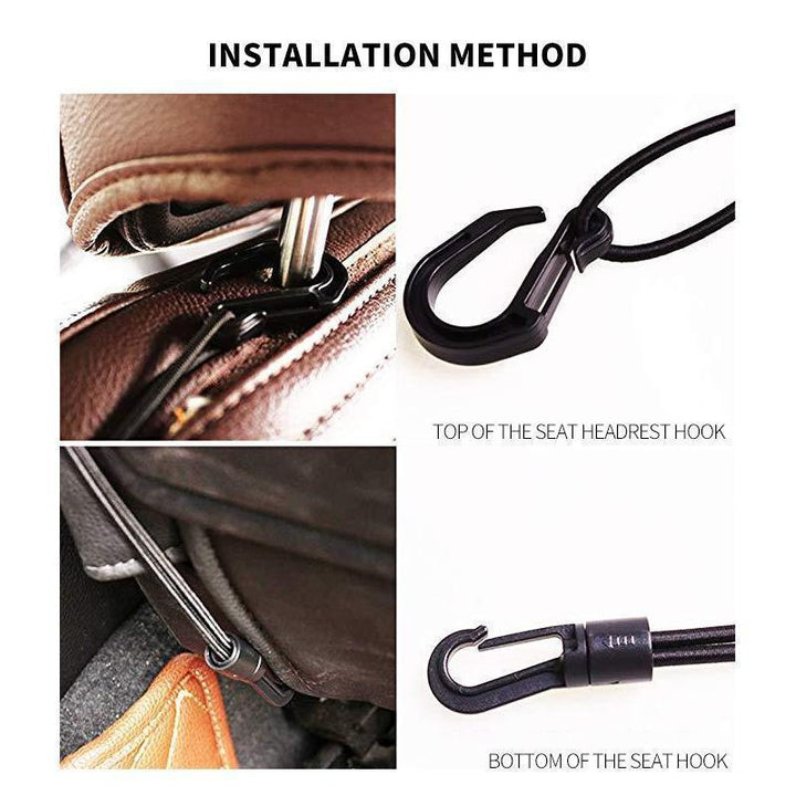 Multiple angles of the car seat storage net organizer, highlighting its versatility as a car accessory
