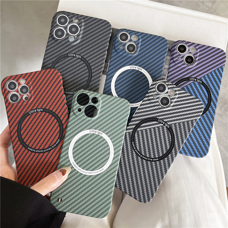 Frameless Carbon Fiber iPhone Case with MagSafe charging, durable and anti-shock
