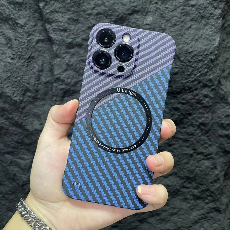Slim Carbon Fiber Magnetic Charging iPhone Case, frameless, shockproof accessory