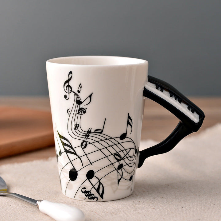 Musical instrument handle ceramic drinkware, a unique and fun gift for anyone who loves music and coffee
