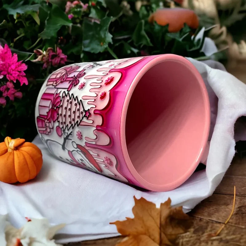 Close-up of a pumpkin coffee mug with ghost art, highlighting its unique design and ceramic quality for kitchen use.