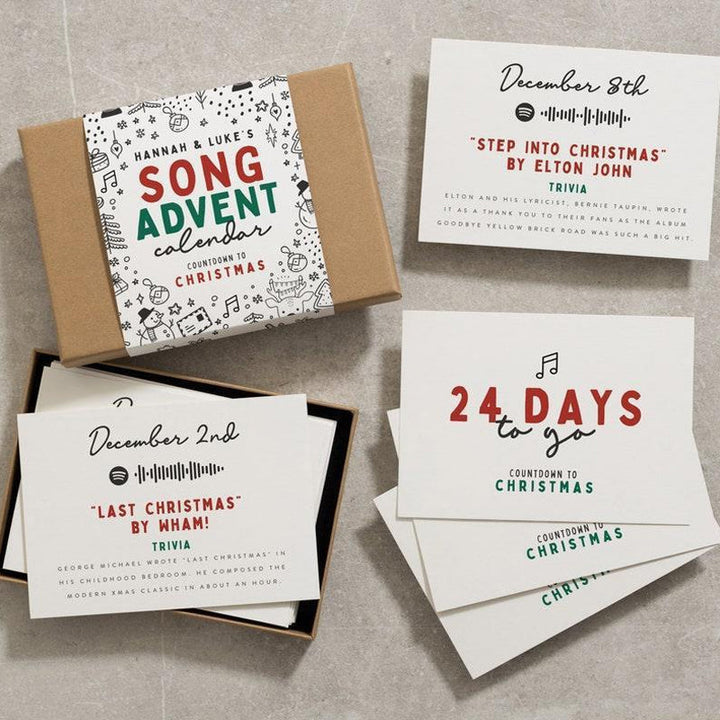 Christmas Countdown Advent Card Set, a unique holiday gift for movie and song lovers