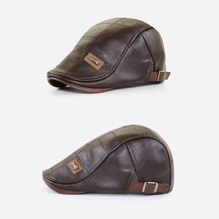 Adjustable faux leather beret cap, a must-have unisex accessory for stylish winter fashion.