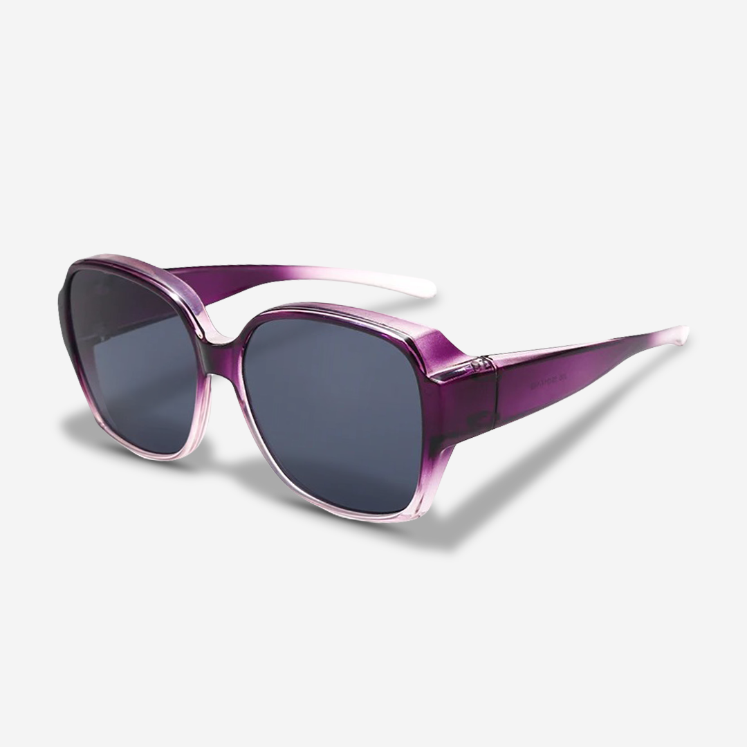 Easy-to-attach clip-on shades, transforming prescription eyewear into UV400 sunglasses for outdoor use.