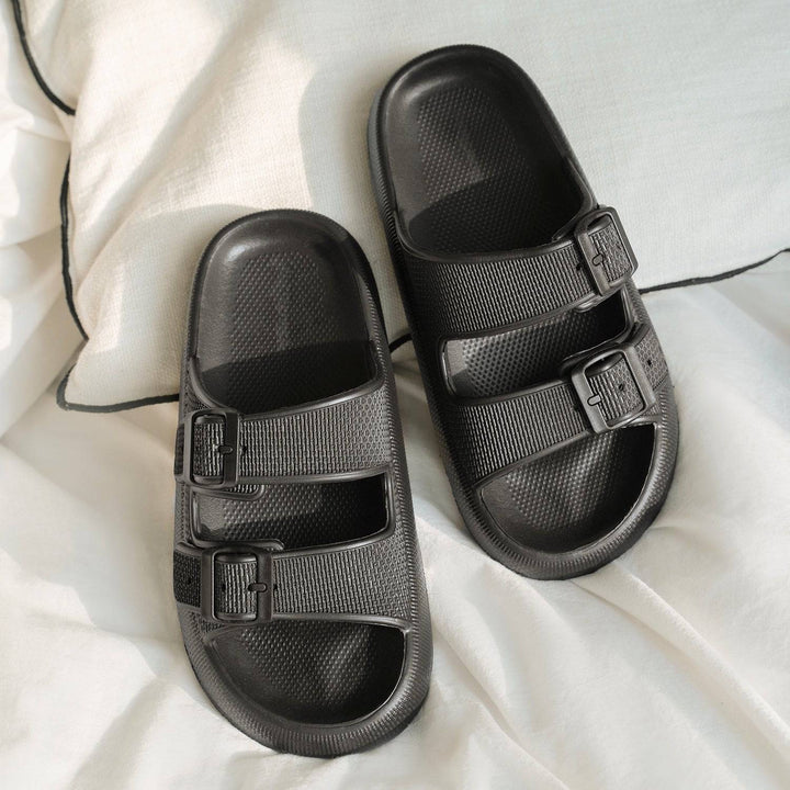 Ergonomic unisex pillow slides with thick, soft sole for ultimate comfort. Perfect for beach, pool, or house slippers.