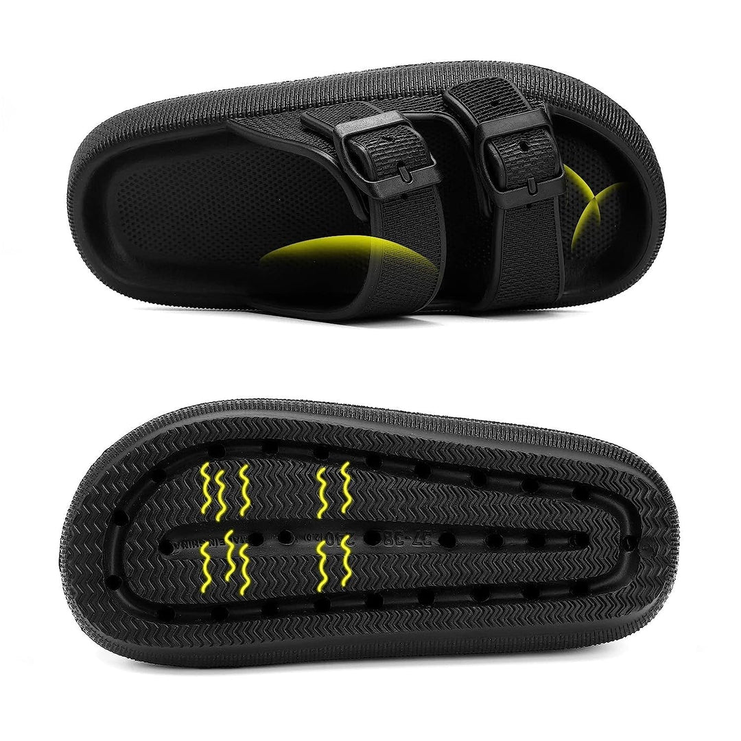 Soft sole Cloud Cushion Pillow Slides, a unisex, ergonomic slip-on sandal designed for maximum comfort & support.
