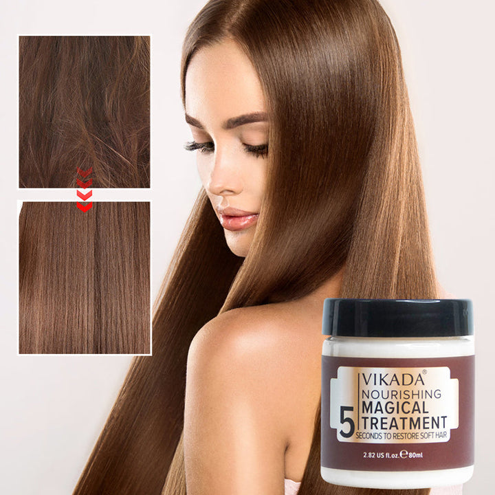 Hair strands before and after using Collagen Deep Repair Treatment, showing improved smoothness and hydration.