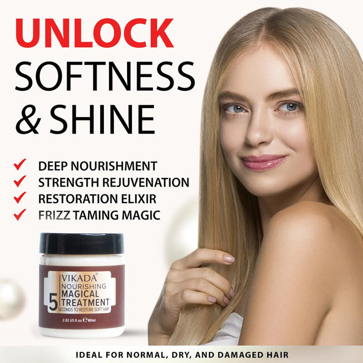 Hand scooping Collagen Deep Repair Treatment, highlighting its creamy consistency for hair repair and frizz control.