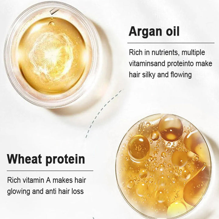 Ingredients showcase for Collagen Deep Repair Hair Treatment, emphasizing natural elements for deep conditioning.