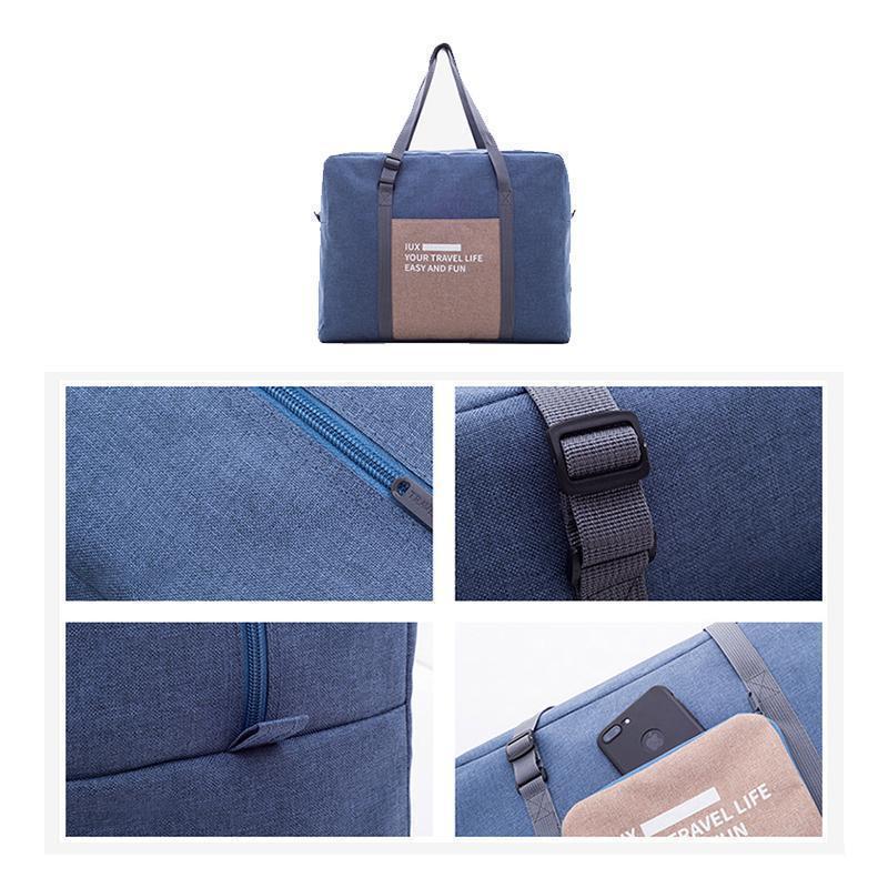 Spacious unisex duffel bag, collapsible for compact storage, ideal for travel and sports.