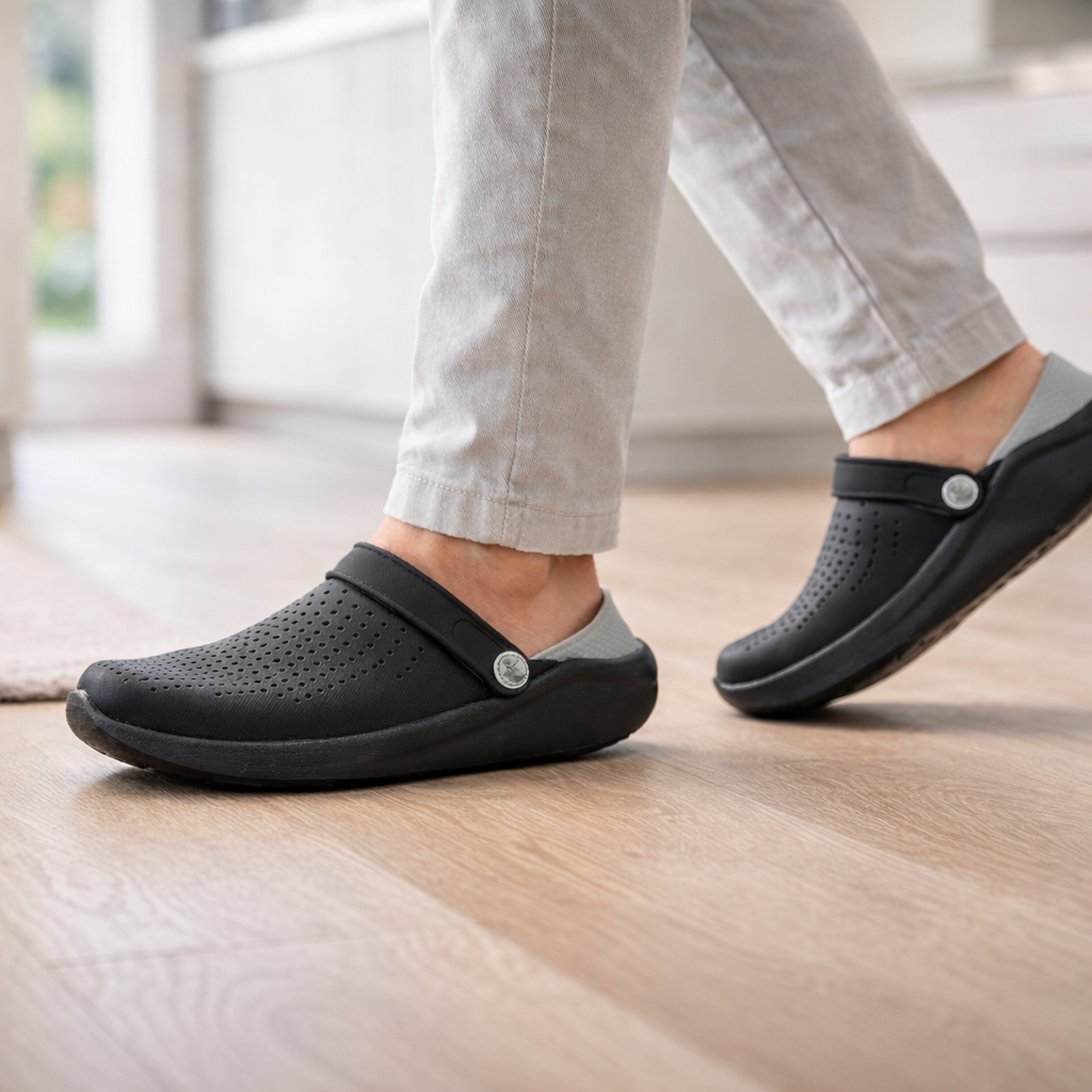 Grey unisex comfort sandals, lightweight & breathable, ideal for daily wear.