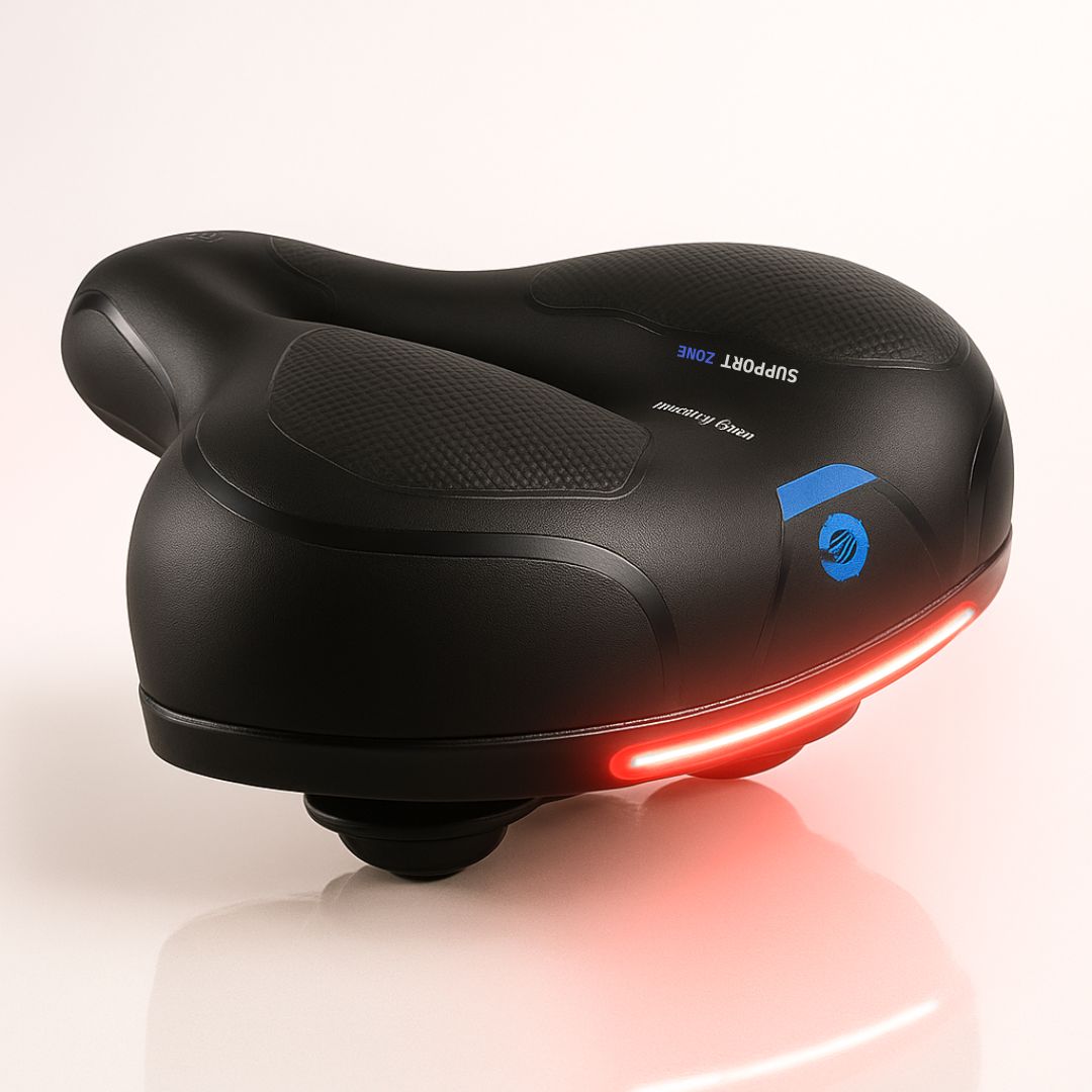 High-performance universal bike saddle, featuring comfortable suspension and ergonomic design for all riders.