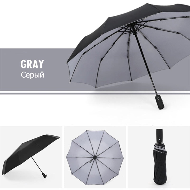 Strong windproof travel umbrella. Compact, automatic & durable unisex design ensures effective rain protection.