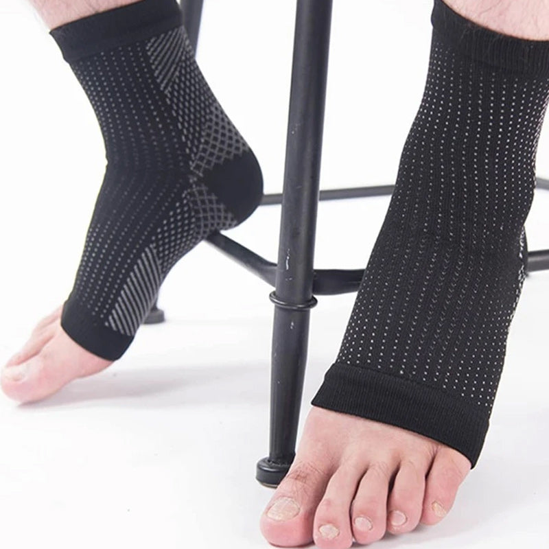 Overhead view of Unisex Compression Foot Relief Socks, showing anatomical foot design