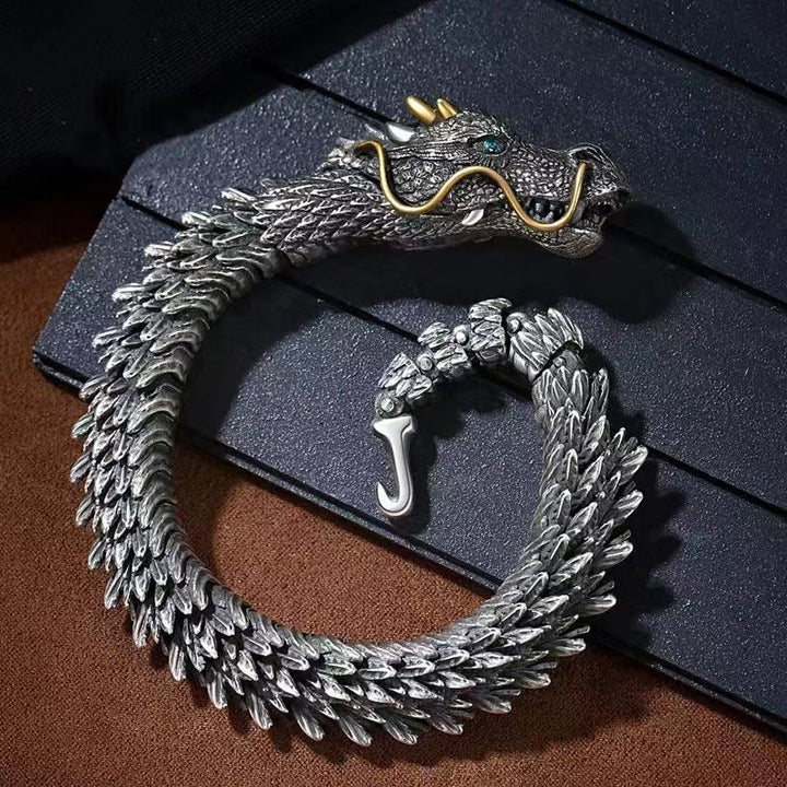 Unisex copper dragon chain bracelet, vintage style, for protection and luck