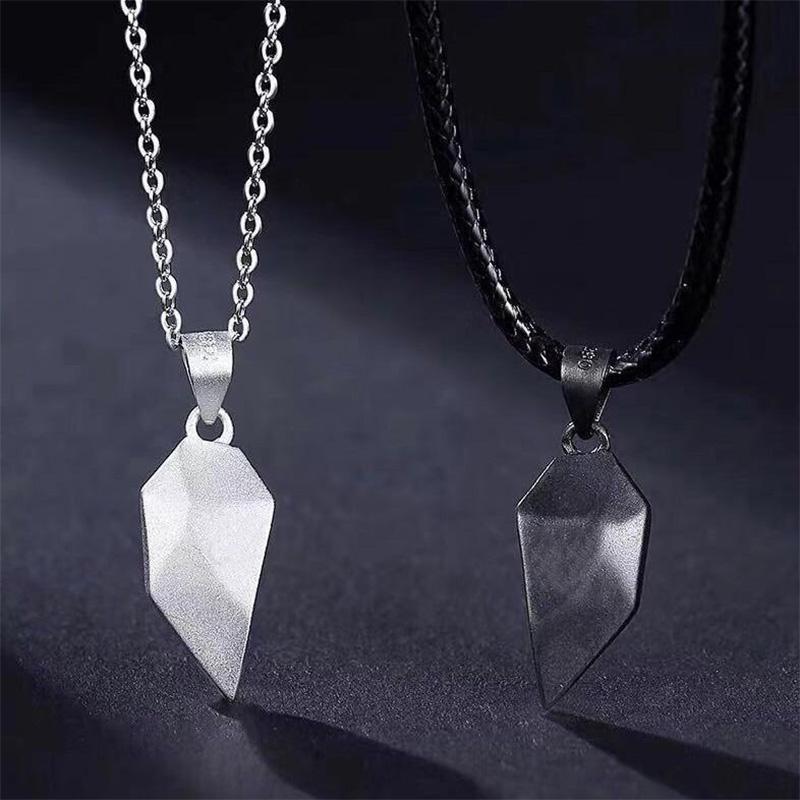 Romantic heart stitching couple necklace set, ideal anniversary or Valentine's Day gift
