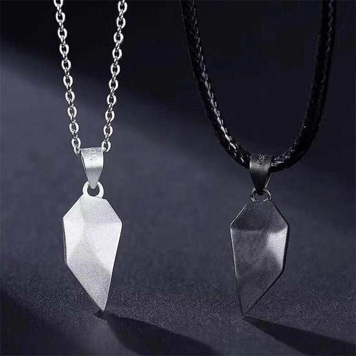 Romantic heart stitching couple necklace set, ideal anniversary or Valentine's Day gift