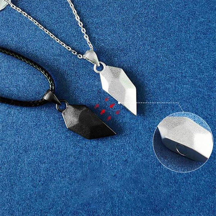 Close-up of unisex heart pendant couple necklace, a thoughtful relationship jewelry gift