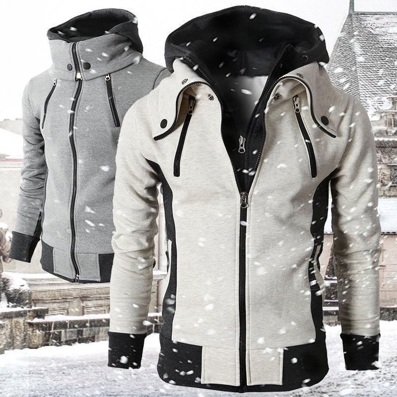 Unisex cozy jacket, dark grey, front view, casual outerwear