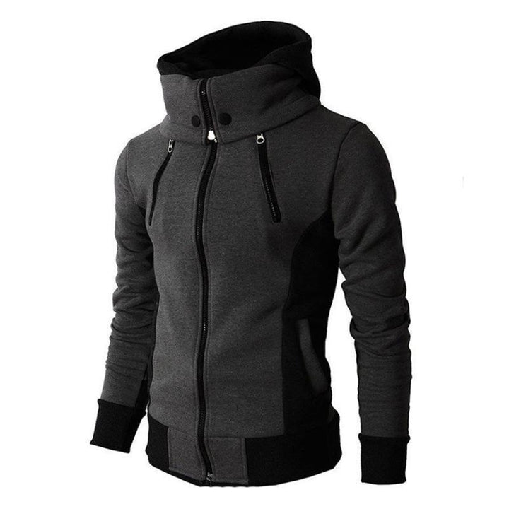 Close-up of the windproof fabric texture on an autumn winter unisex jacket