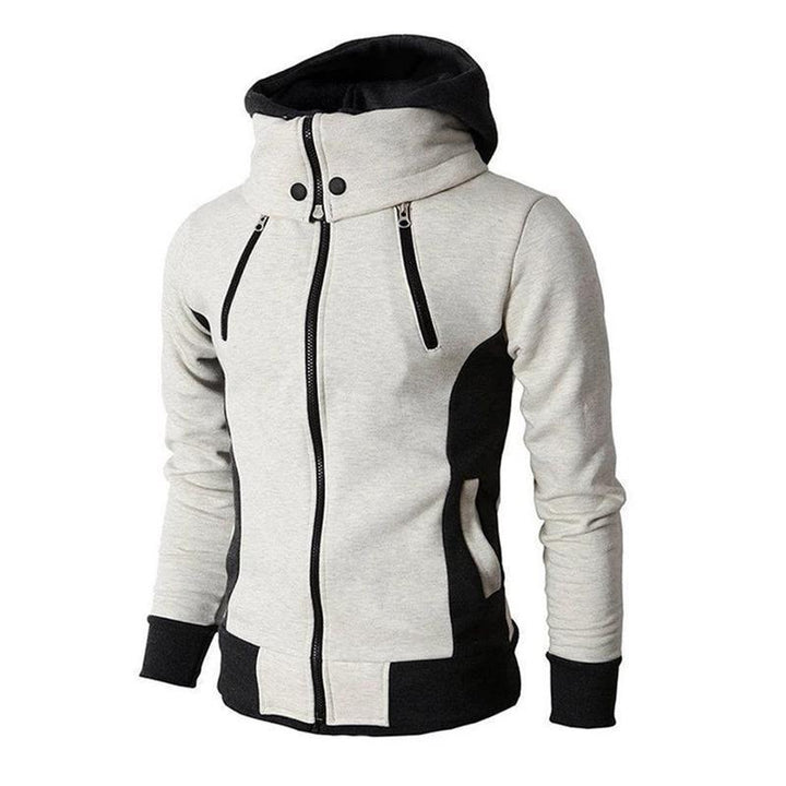 Side profile of a model wearing a comfortable unisex jacket, casual style