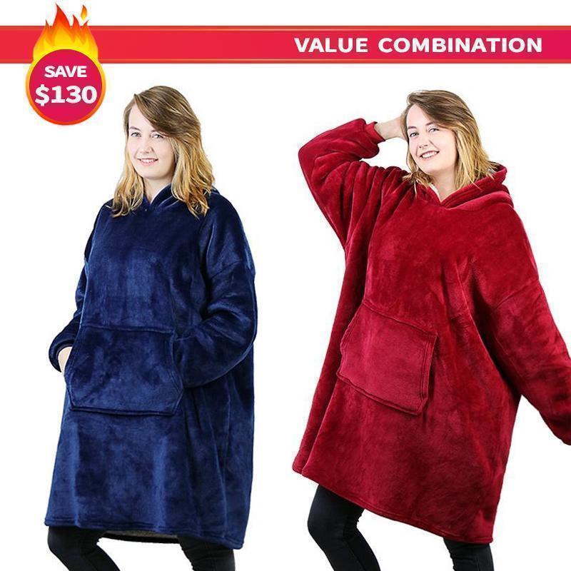 Chic oversized blanket hoodie, detailed with a front pocket, perfect as a cozy winter gift.