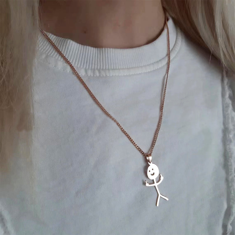 Fashionable silver doodle pendant necklace, an eye-catching accessory that adds personality